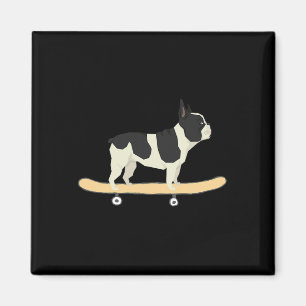 Lustiges Skateboarding Französische Bulldogge Welp Magnet