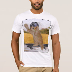 Lustiges Skateboarding Katzent-stück T-Shirt