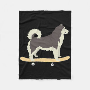 Lustiges Skateboarding Sibirisches Husky-Hund-Gesc Fleecedecke