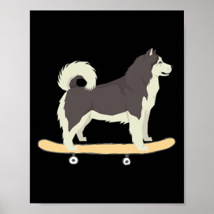 Lustiges Skateboarding Sibirisches Husky-Hund-Gesc Poster