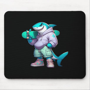 Lustiges Skateboarding-Tier Cooler Hai Auf Skatebo Mousepad