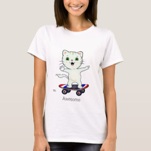 Lustiges Skater-Tabby-Katze T-Shirt