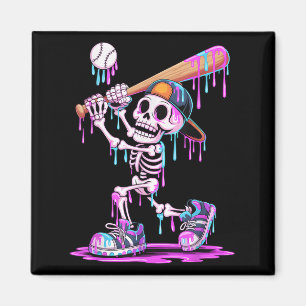 Lustiges Skelett Baseball Drip Jungen Jugend Kinde Magnet