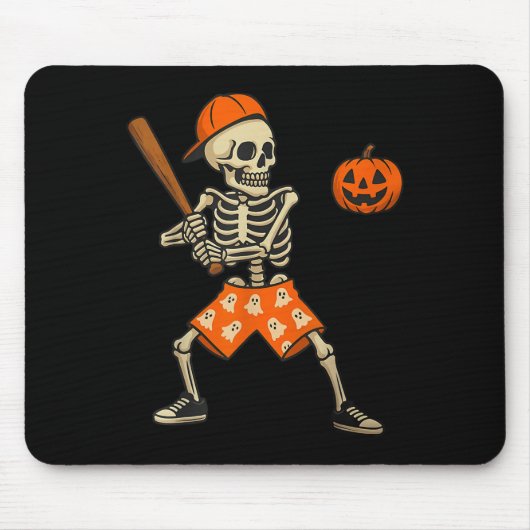 Lustiges Skelett Baseball Schlagmann Halloween Kos Mousepad (Vorne)