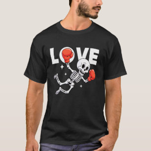 Lustiges Skelett-Boxhandschuh-Design Liebe und Hum T-Shirt