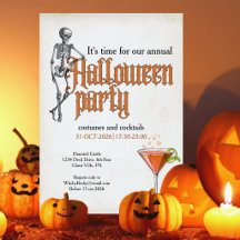 Lustiges Skelett-Cocktail-Büro-Halloween-Party