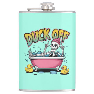 Lustiges Skelett-Design "Duck Off" - 61161 gerahmt Flachmann