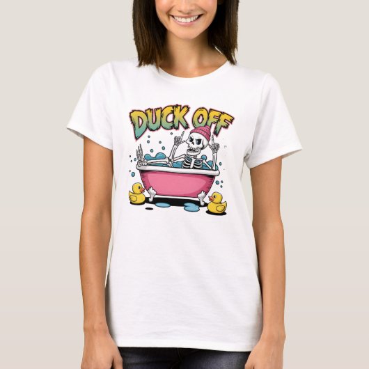 Lustiges Skelett-Design "Duck Off" - 61161 T-Shirt (Vorderseite)