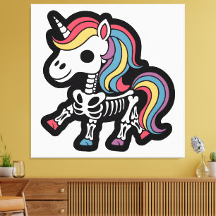 Lustiges Skelett Einhorn Liebhaber Grusel Hallowee Leinwanddruck