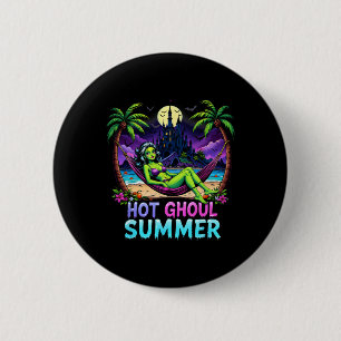 Lustiges Skelett Eiscreme Heißer Ghoul Sommer Somm Button