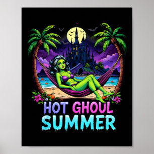 Lustiges Skelett Eiscreme Heißer Ghoul Sommer Somm Poster