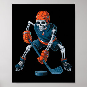Lustiges Skelett-Eishockey-Halloween _1 Poster
