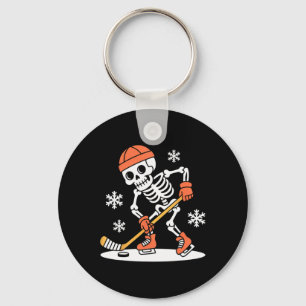 Lustiges Skelett-Eishockey-Halloween _2 Schlüsselanhänger