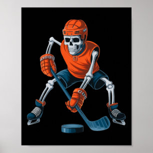 Lustiges Skelett-Eishockey-Halloween  Poster