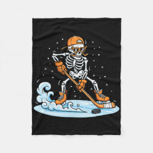 Lustiges Skelett-Eishockey-Halloween-Spooky-Spiele Fleecedecke