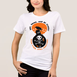 Lustiges Skelett feiert Halloween Tri-Blend Shirt
