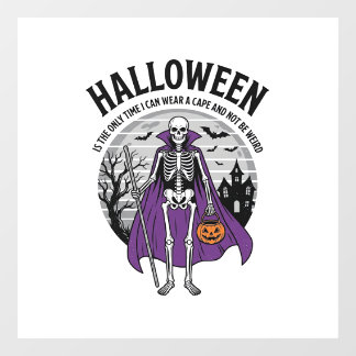 Lustiges Skelett Halloween-Umhang-Zitat Vintage-De Fensteraufkleber