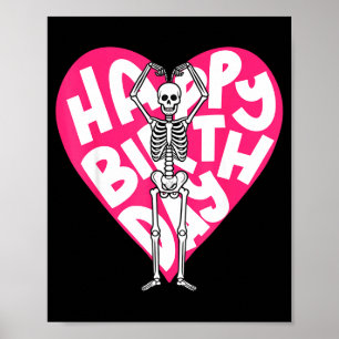 Lustiges Skelett Herz Valentinstag im Retro-Geburt Poster