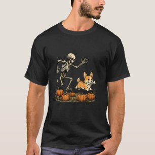 Lustiges Skelett jagt Corgi Halloween Hundemutter T-Shirt