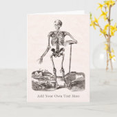 Lustiges Skelett mit einer Schaufel Karte (Gelbe Blume)