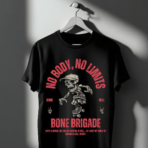Lustiges Skelett-Rollschuhfahren Bone Brigade T-Shirt