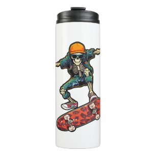 Lustiges Skelett Skateboard vintage Skateboarding Thermosbecher