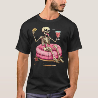 Lustiges Skelett Sommer Tropisches Getränk Skelett T-Shirt