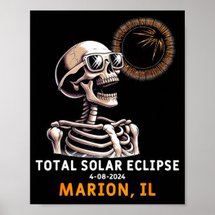 Lustiges Skelett Sonnenfinsternis Marion Illinois Poster