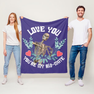 Lustiges Skelett Valentinstag Rib Mate Goth Humor Fleecedecke