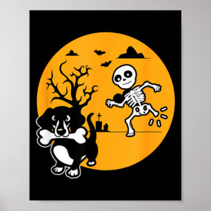 Lustiges Skelett Wiener-Shirt Wursthund Halloween Poster