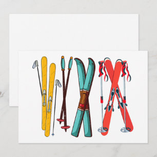 Lustiges Skifahren Farbiger Skifahrer  Feiertagskarte