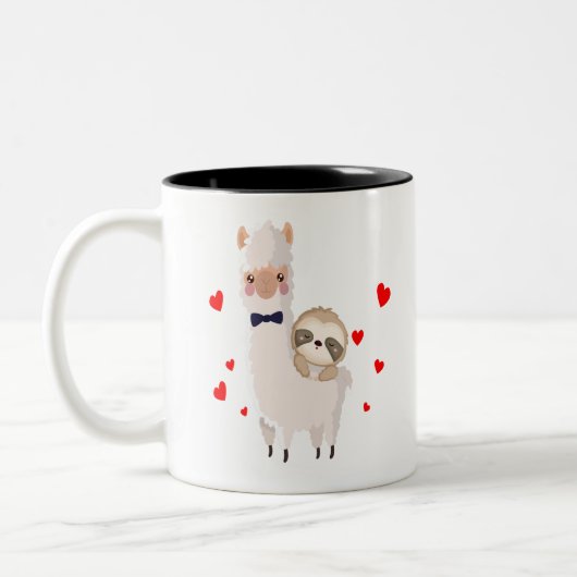 Lustiges Sloth-Reitlama-Shirt-lustige Zweifarbige Tasse (Links)