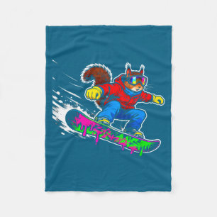 Lustiges Snowboard-Eichhörnchen-Outfit Reittier Ha Fleecedecke
