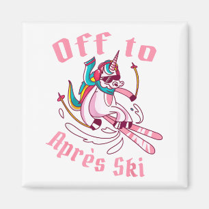 Lustiges Snowboard Skifahren Einhorn auf dem Weg z Magnet