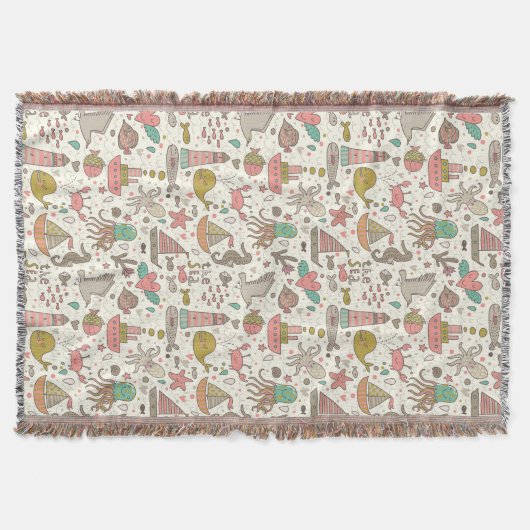 Lustiges Sommer-Muster mit Schiffen Decke (Vorderseite)