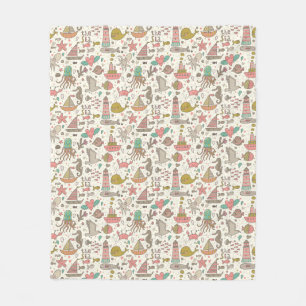 Lustiges Sommer-Muster mit Schiffen Fleecedecke