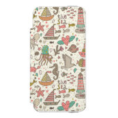 Lustiges Sommer-Muster mit Schiffen Incipio iPhone Geldbeutel-Hülle (Folio Vorderseite)