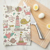 Lustiges Sommer-Muster mit Schiffen Küchentuch (Viertel Falte)