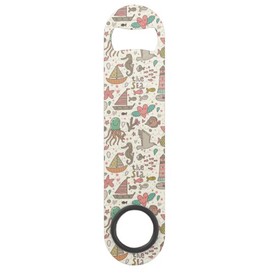 Lustiges Sommer-Muster mit Schiffen Speed Flaschenöffner (Vorderseite)