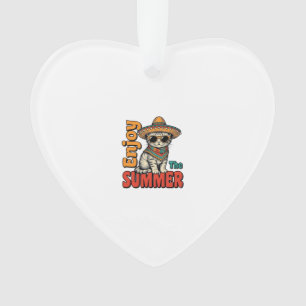 Lustiges Sommerkatze Sombrero Vintage Gravur Desig Ornament
