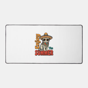 Lustiges Sommerkatze Sombrero Vintage Gravur Desig Schreibtischunterlage