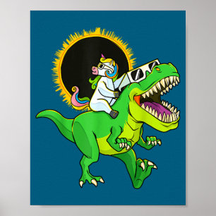 Lustiges Sonnenfinsternis-Einhorn-Reitt-Rex Poster
