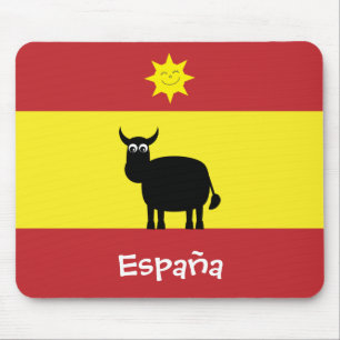 Lustiges Spanisch Stier u. Flagge Sun España Mousepad