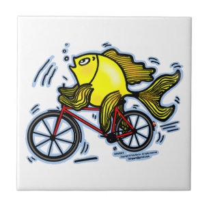 Lustiges Sparky Cartoongeschenk DER FAHRRAD-FISCHE Fliese