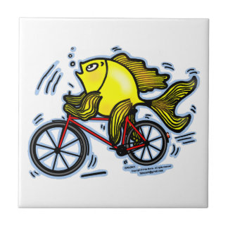 Lustiges Sparky Cartoongeschenk DER FAHRRAD-FISCHE Fliese
