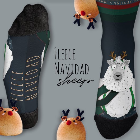 Lustiges Spaß Festliches Schaf „Fleece Navidad“ Du Socken