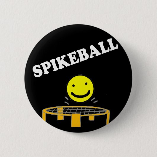 Lustiges Spikeball Netz mit Lächeln-Gesichts-Kunst Button (Vorderseite)