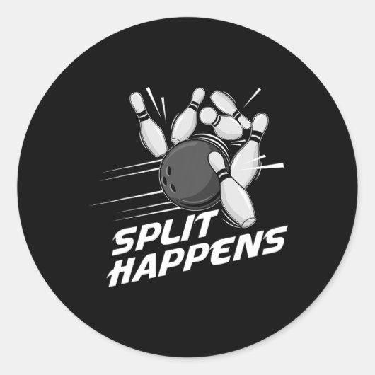 Lustiges Split Happens Bowling-Team Bowling-Mannsc Runder Aufkleber (Vorderseite)