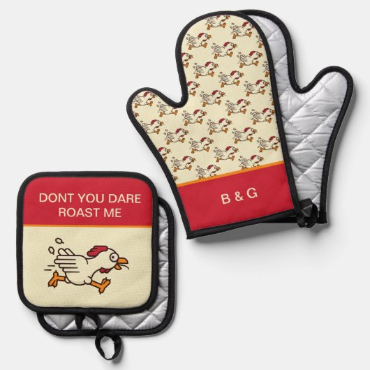 lustiges Sprichwort Ofenhandschuh & Topflappen-Set (Vorderseite/Rückseite)
