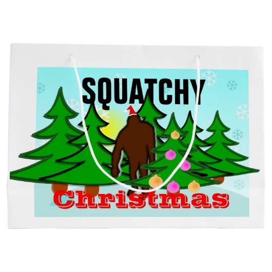 Lustiges Squatchy Weihnachten Bigfoot klebrig Große Geschenktüte (Rückseite)